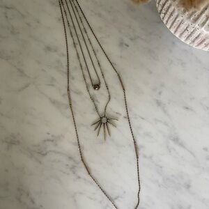 Lucky Brand Gold Tone Triple Layered Pendant Necklace